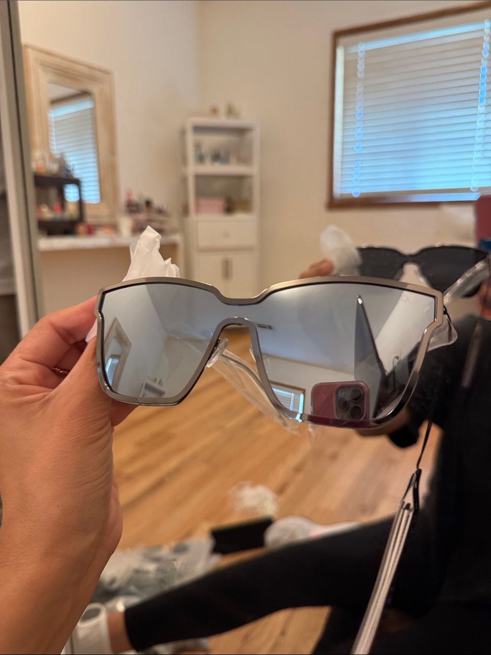Quay  Black Mirror Lens Shield Sunglasses